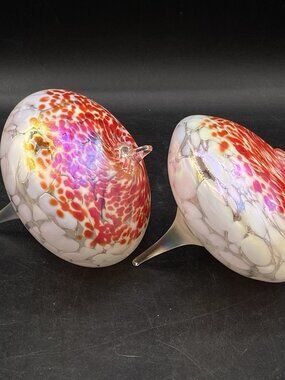 Hand Blown Art Glass Suncatcher Ornament Iridescent Swirls Silvestri LOT 2